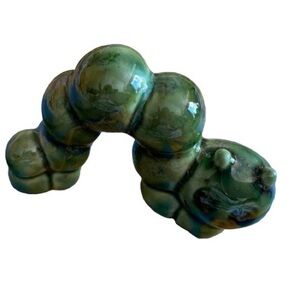 Green Vintage Ceramic Caterpillar Wiggly Worm